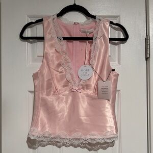 More to Come Pink Satin Lace Chemise